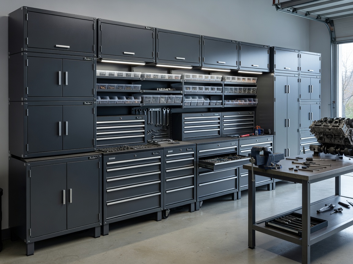 Radars Heavy Duty Modular Garage Cabinets and Workshop Storage Setup